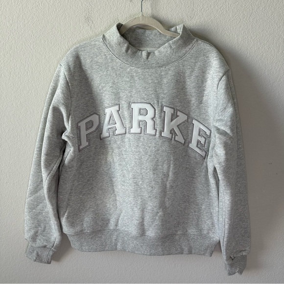 New PARKE Varsity Mockneck in Metallic Grey SZ S/M